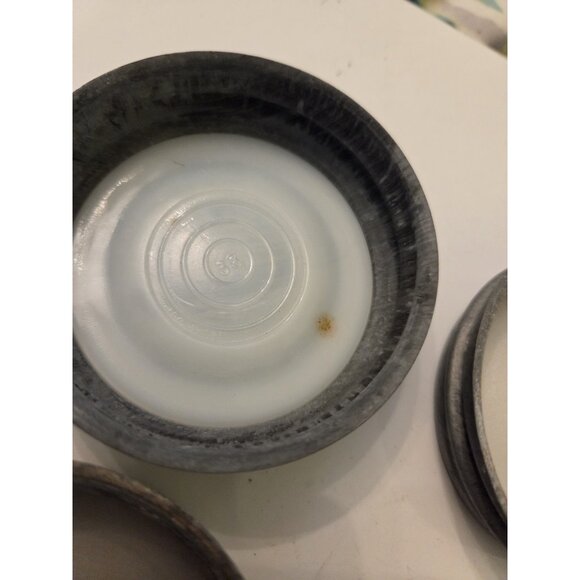 12 Zinc BALL Canning Jar Lids with Milk Glass Inserts Regular Mouth - Picture 10 of 11